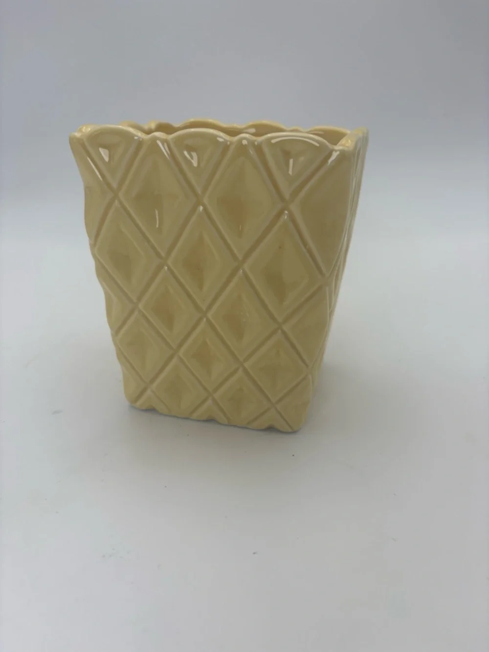 Vintage Textured Ceramic Planter in Yellow - Perfect for Spring and Summer